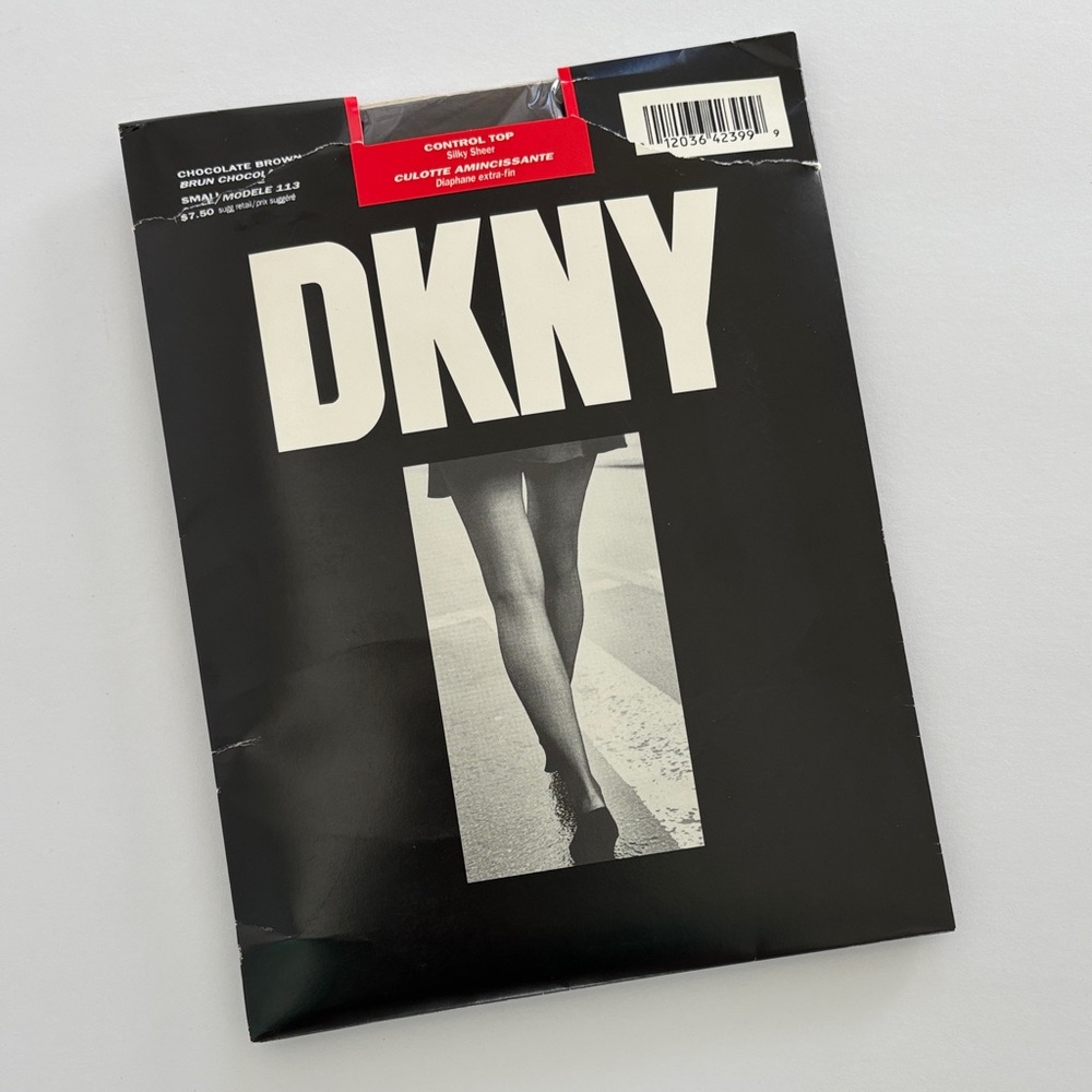Vintage Donna Karan DKNY Control Top Silky Sheer Pantyhose Chocolate Brown 113‎